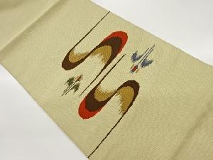 流水に抽象鳥模様織出し名古屋帯